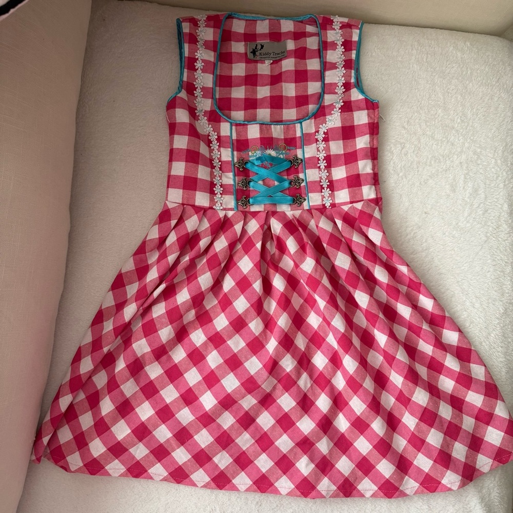KIDDY TRACHT Girls Dress Pink Silver 5-6 Years 116 Dirndl Octoberfest Germany